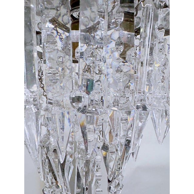 Vintage Hollywood Regency Crystal Waterfall Chandelier With Ornate Brass Frame For Sale In New York - Image 6 of 9