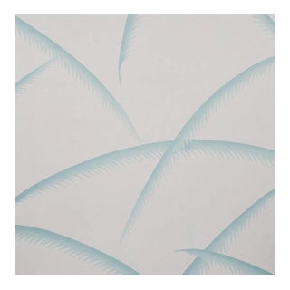 Sample - Schumacher Deco Palms Wallpaper in Seaglass For Sale