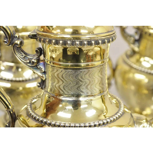 Mid 20th Century Meriden Victorian Gold Plated Ornate Tea Set With "Ppw" Monogram - 5 Pieces For Sale - Image 12 of 12