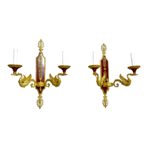 1970s Louis XVI Style Bird Bronze Sconces - a Pair