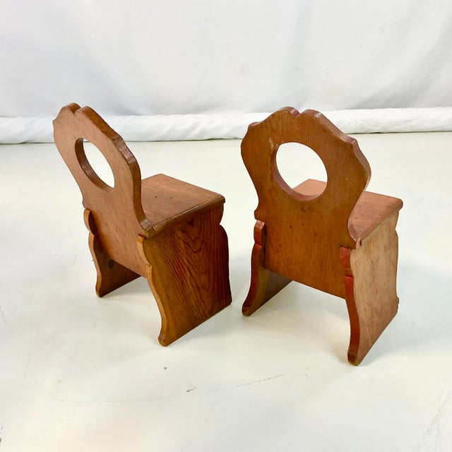 1970s Vintage Child-Size Folk Art Brutalist Gustavian Pine Side Chair - A Pair For Sale - Image 11 of 11