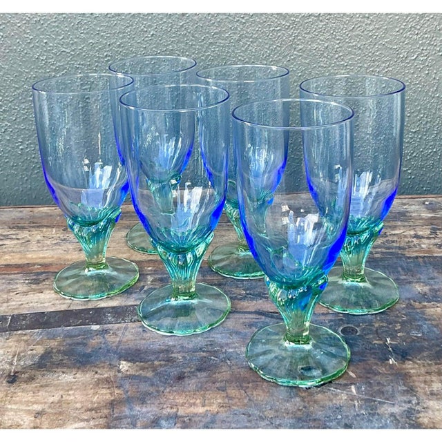 Vintage Boho ArtVintage Boho Art Glass Goblets - Set of 6 For Sale - Image 4 of 7
