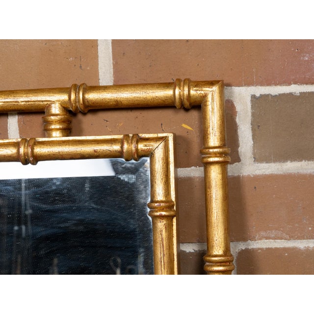 Mid 20th Century Midcentury Italian Gilt Faux Bamboo Mirror with Beveled Glass For Sale - Image 5 of 10
