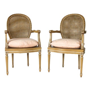 Neoclassical Caned Fauteuils For Sale