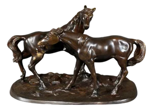 After P-J. Mène, Arabian Horses, Early 20th Century, Bronze
