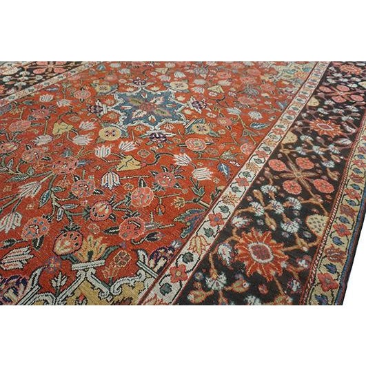 1890s Red Geometric Antique n.w. Persian Rug 6'3"x15'2" Handknotted Wool Carpet Runner For Sale - Image 4 of 8