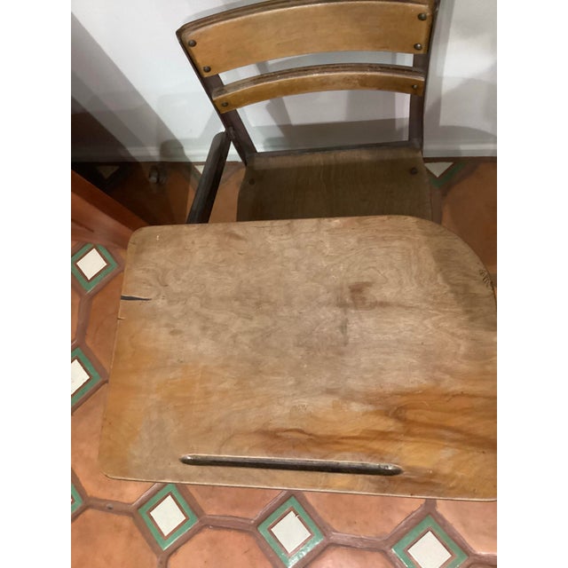 Vintage Student Chair W Attached Desk For Sale - Image 9 of 10