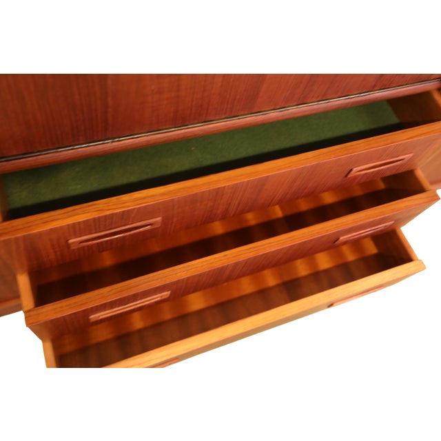 Wood Vintage Danish Teak Cabinet with Bar Section and Sliding Doors from Clausen & Søn, 1960s For Sale - Image 7 of 18