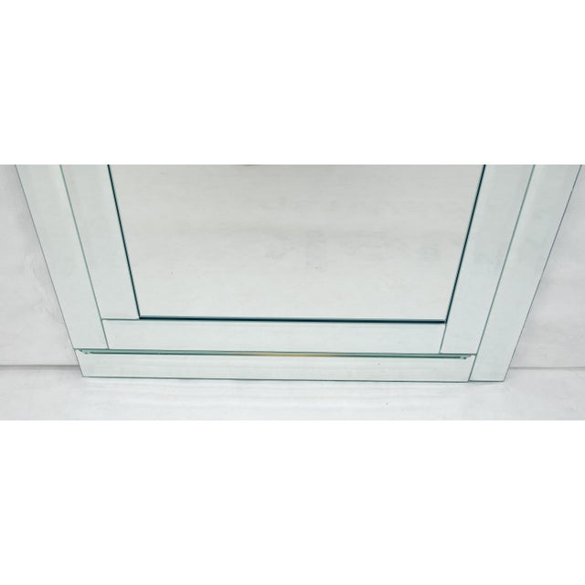 Glass Bevelled Mirror 24x36 Frame Studio Made c1970s Wall Mirror MINT For Sale - Image 7 of 8