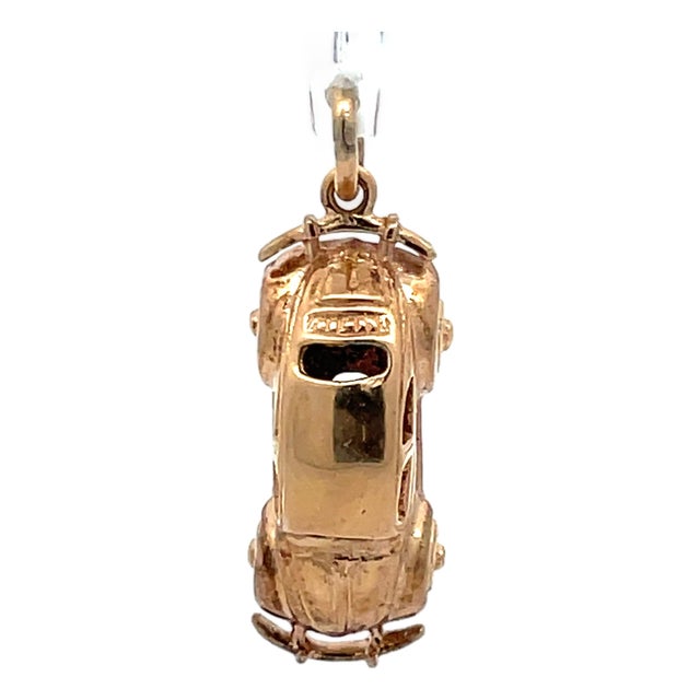 Vintage 14k Yellow Gold Vw Beetle Car Charm Pendant For Sale