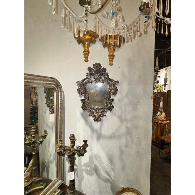 Traditional 19th C. Italian Florentine Silver Leaf Mirror For Sale - Image 3 of 5