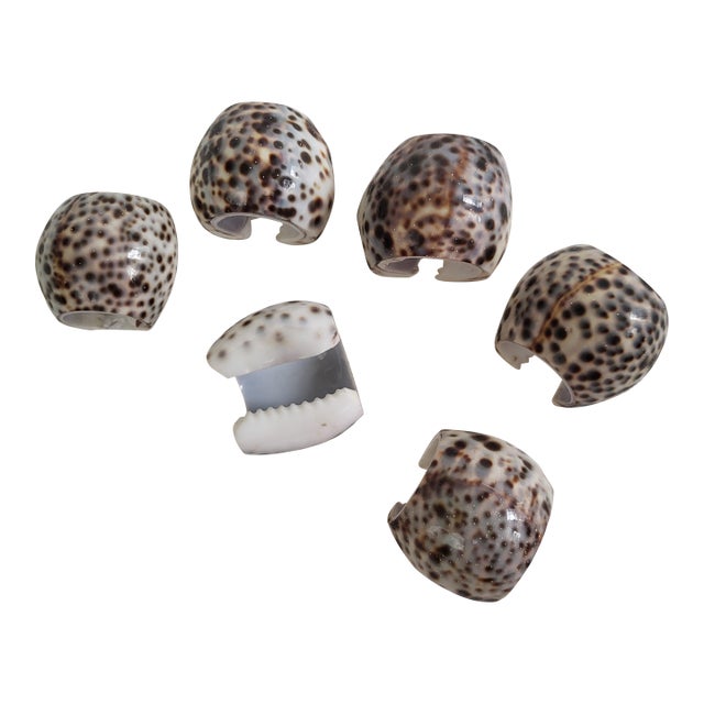 1980s Natural Shell Napkin Rings- Set of 6 For Sale