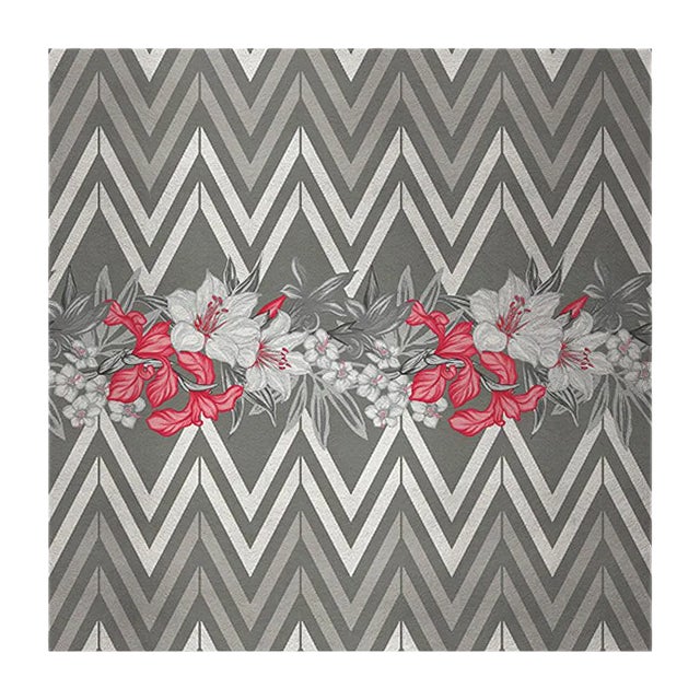 Flowers and Chevron 3 Fabric Wall Covering by Chiara Mennini for Midsummer-Milano For Sale