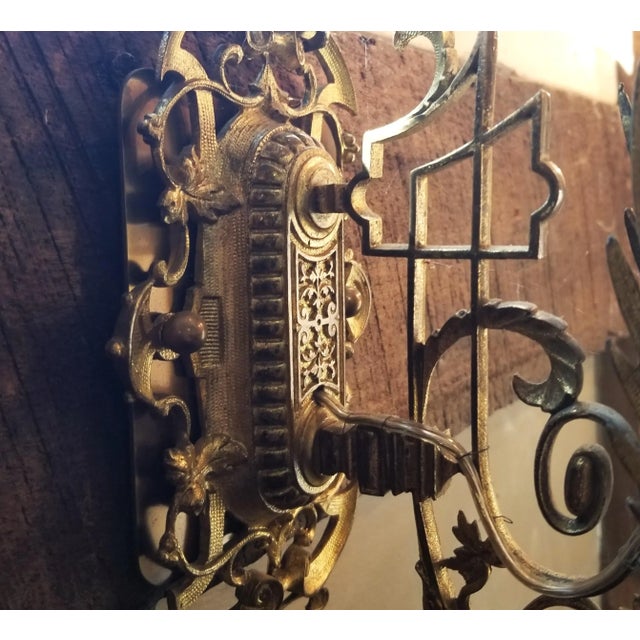 Mid 19th Century Mid 19th Century Giltmetal Three-Candle Electrical Wall Sconce Depicting Birds For Sale - Image 5 of 8