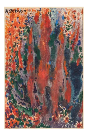 Flowers - Original Mixed Media Drawing - 20th Century 20th Century
