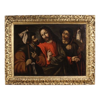 Spanish Artist, Christ and the Disciples of Emmaus, 1640, Oil on Canvas For Sale