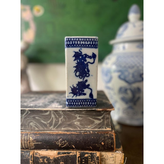 Vintage Blue and White Chinese Incense Burner For Sale - Image 4 of 10