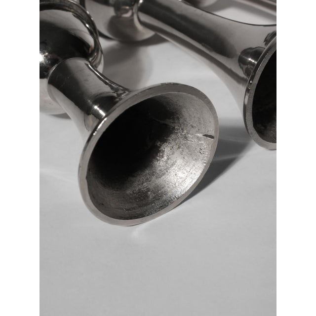 Mid-Century Modern Silver Aluminum Candleholders, 1960, Set of 3 For Sale - Image 4 of 5