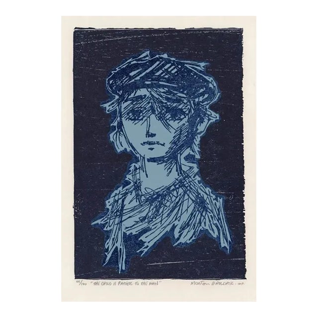 1960s Morton Garchik Portrait of a Boy Woodcut For Sale