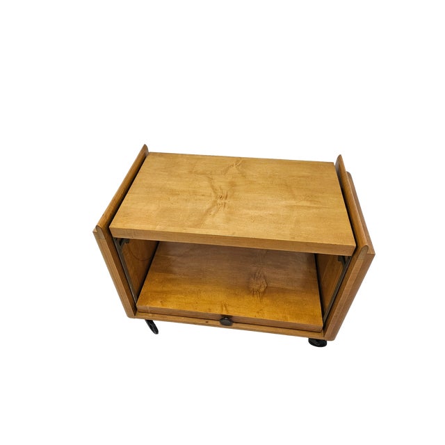 1950s 1950s Expandable Bar Cart Attributed to John Keal for Brown Saltman, Maple For Sale - Image 5 of 17