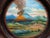 Batea (tray) painted with scene of the volcano Paricutin that first appeared in 1943, legend says by M. Huacuz....