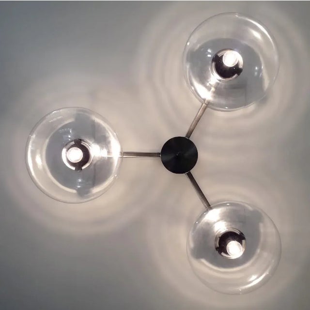 Metal Tre Satin Black Nickel and Clear Glass Flush Mount by Fabio Ltd For Sale - Image 7 of 7