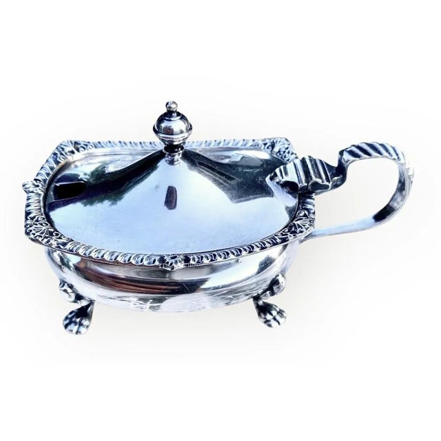 1920s Adie Bros LTD Birmingham Silver Plate Salt Cellars With Cobalt Glass Liners- Set of 2 For Sale - Image 13 of 14