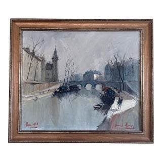 Framed "Paris 1953" French Original Oil Painting, Signed For Sale