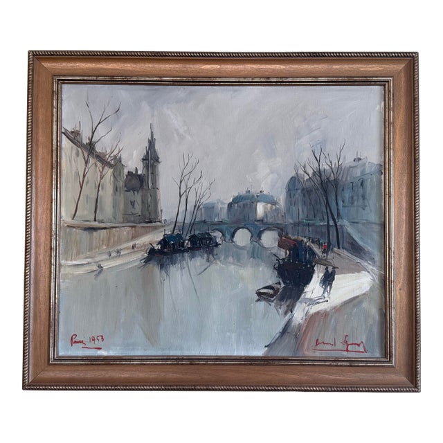 Framed "Paris 1953" French Original Oil Painting, Signed For Sale