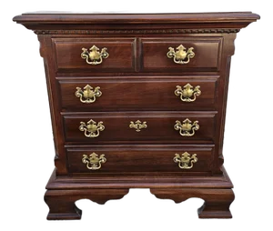 Cherry Chippendale Four Drawer Nightstand Chest of Drawers