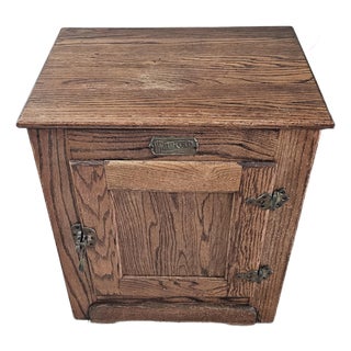 1920s White Cap Ice Box Oak Wood Simmons Hardware For Sale