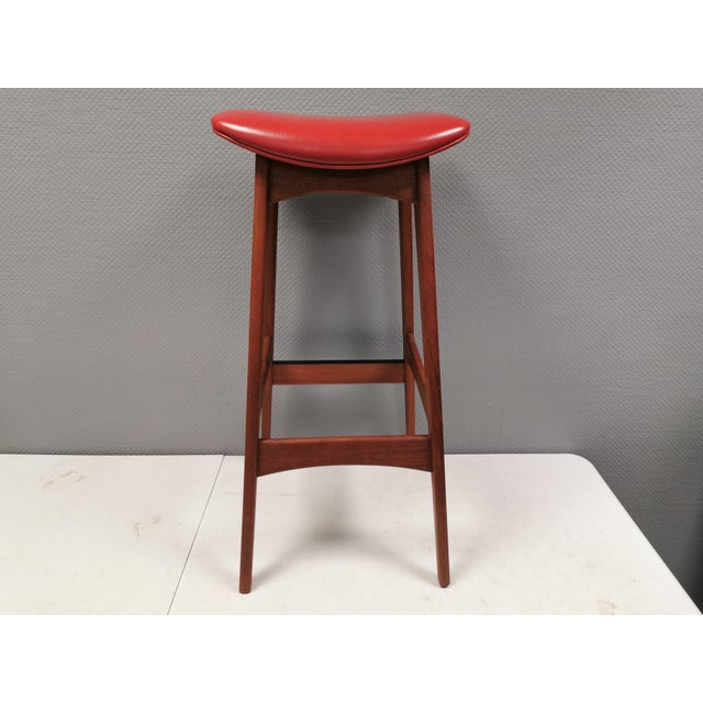 Bar Stool in Teak and Leather by Johannes Andersen for Brødere Andersen, 1960s For Sale - Image 3 of 14