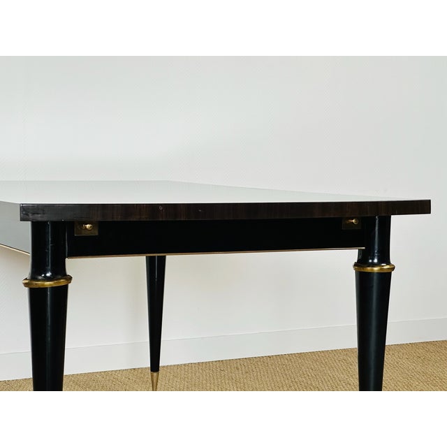 Black Art Déco Extendable Dining Table in Maccassar Ebony, France, 1950s For Sale - Image 8 of 17