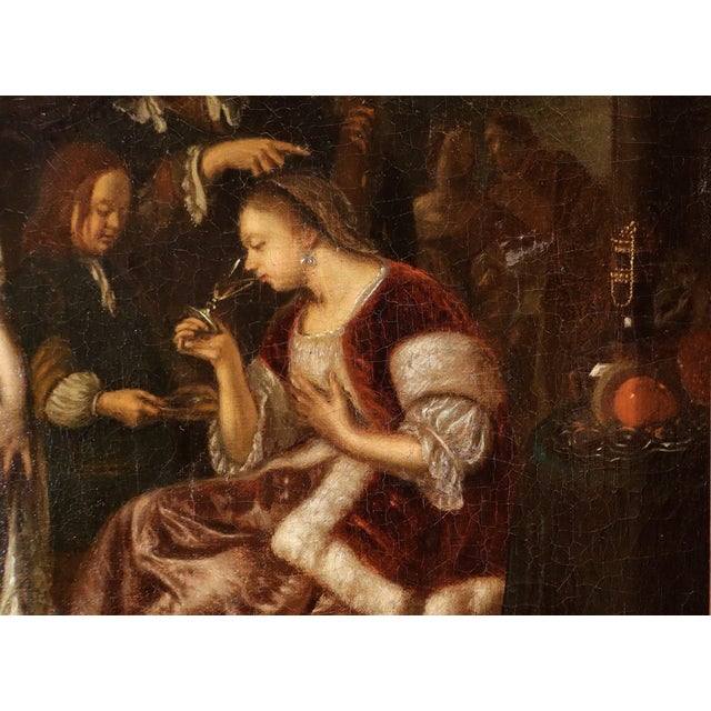 After Frans Van Mieris Il Vecchio, Company in an Interior, 1700, Oil on Canvas, Framed For Sale - Image 13 of 15