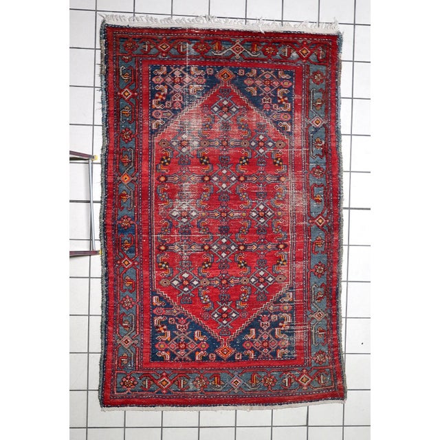 1920s, Antique Persian Hamadan Handmade Rug 4 X 7 For Sale - Image 12 of 13
