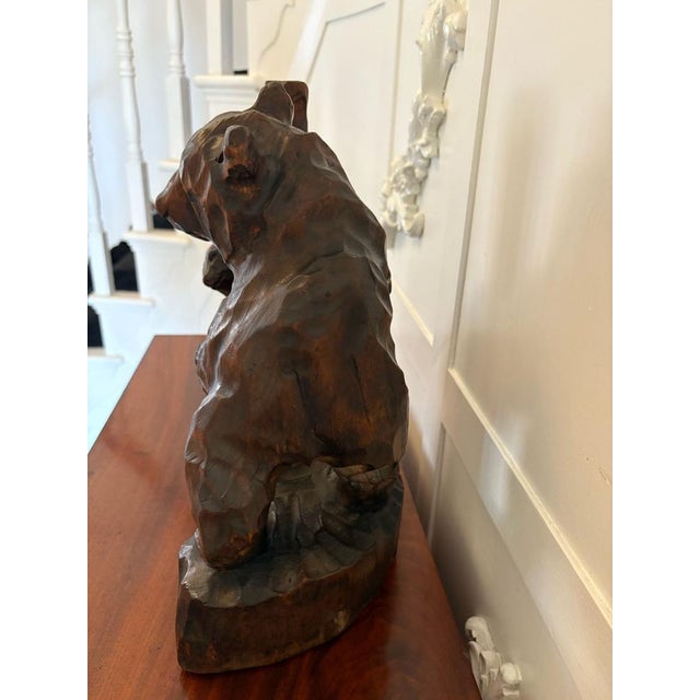 Large Antique Edwardian Japanese Carved Linden Wood Bear, 1900 For Sale - Image 9 of 10
