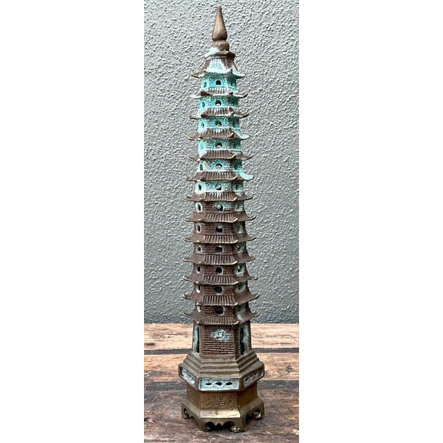 Metal Vintage Patinated Brass Pagoda For Sale - Image 7 of 12
