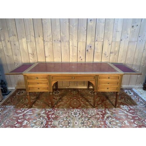 Brown Louis XVI Style Mahogany 8-Leg Double Desk For Sale - Image 8 of 8