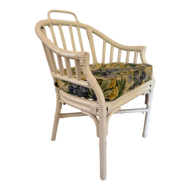 Vintage 1960s McGuire Style Rattan Arm Chair For Sale