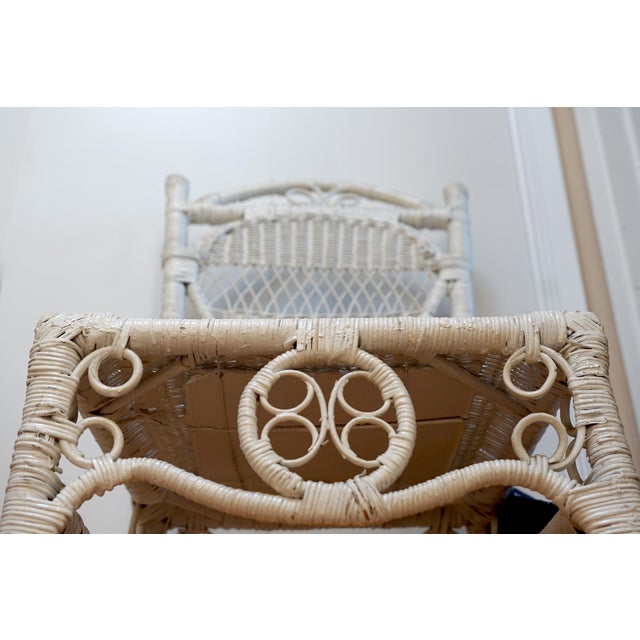 Antique Wicker Rattan Chair and Vintage Side Table For Sale In Los Angeles - Image 6 of 7