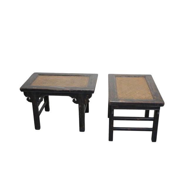 Pair of Rattan Top Side Tables For Sale - Image 4 of 9
