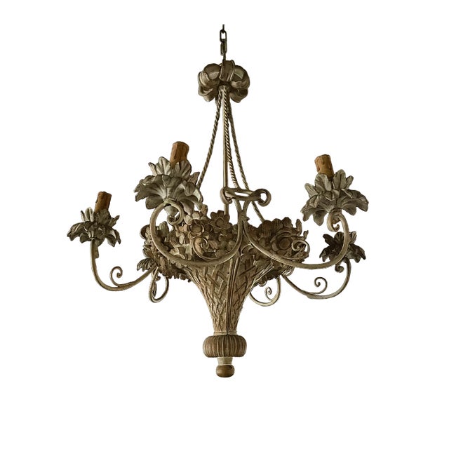 Early 20th Century Antique Wooden Chandelier - Hand Carved For Sale - Image 5 of 5