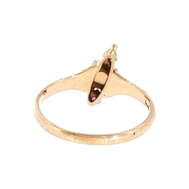 Victorian 19th Century Victorian 10 Karat Yellow Gold Opal and Ruby Ring, Size 8.5 For Sale - Image 3 of 4