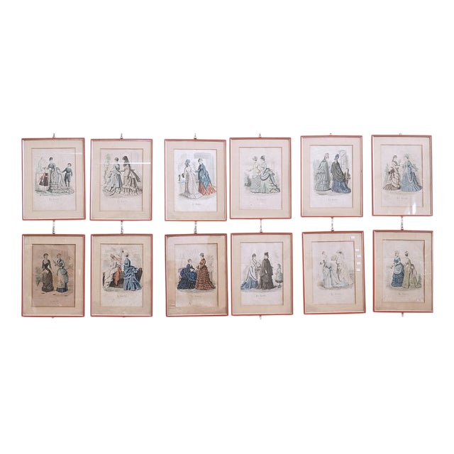 Figurative Composition, 18th Century, Watercoloured Woodcut, Set of 12 For Sale