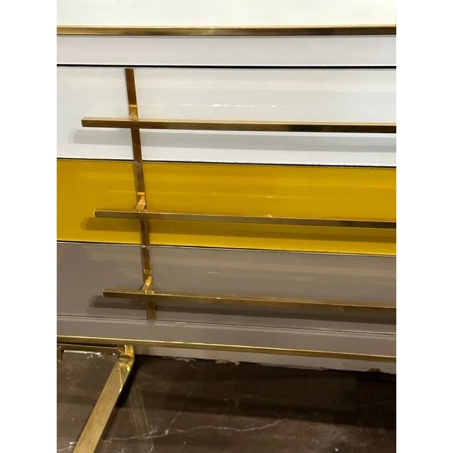Murano Glass and Brass Designer Multi-Glass Side Table For Sale - Image 4 of 7
