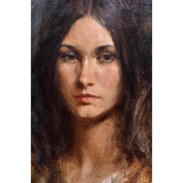 Richard Alan Schmid - 1969 Portrait of a Brunette Model - Oil Painting For Sale In Los Angeles - Image 6 of 10