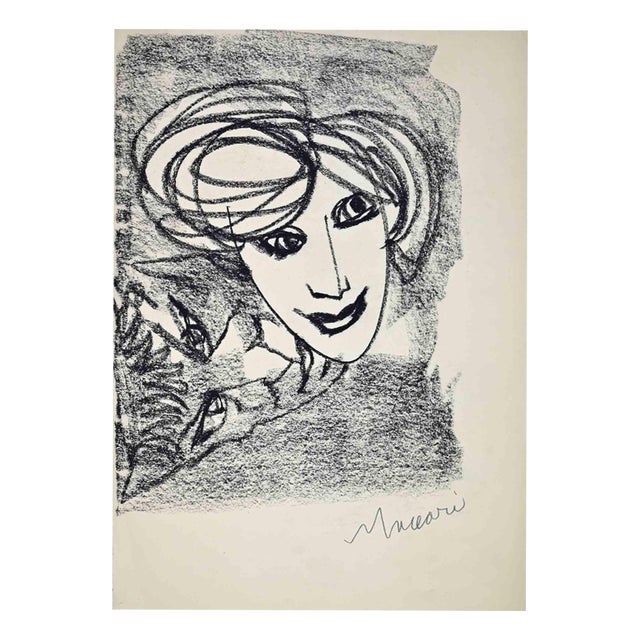 Mino Maccari, Lovers, 1960s, Charcoal For Sale