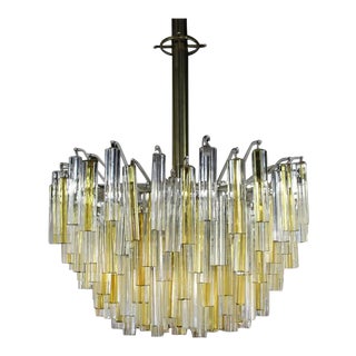 Venini Two-Tone Gold and Clear Murano Camer Light Fixture For Sale