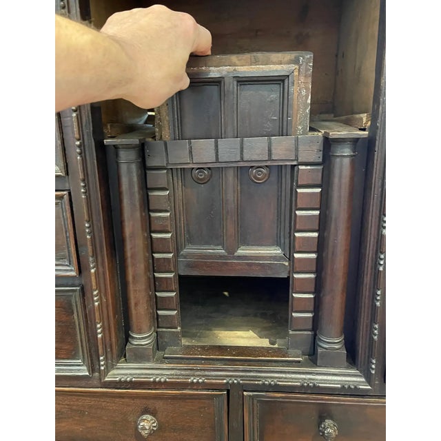 Italian Renaissance Walnut Collector's Cabinet or Vargueno For Sale - Image 10 of 12
