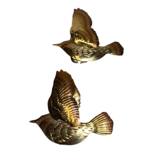 1970s Mid-Century Modern Metal Hummingbird Wall Decoration- Set of 2